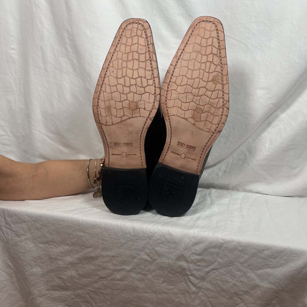 Stacy Adams Black Leather Oxford Croc Print Dress Shoes